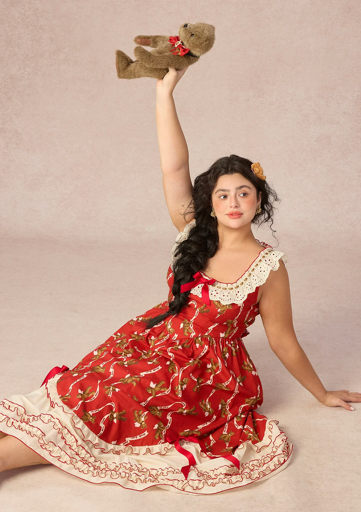 Curve&Plus Teddy Tomato Sauce Dress - Image 3