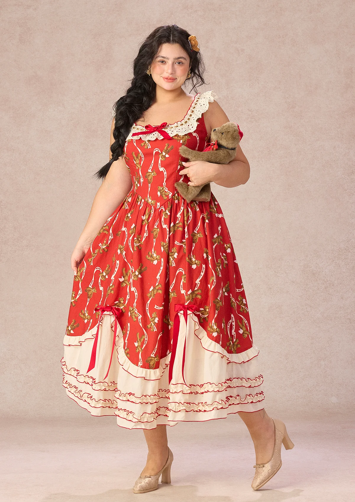 Curve&Plus Teddy Tomato Sauce Dress - Image 4
