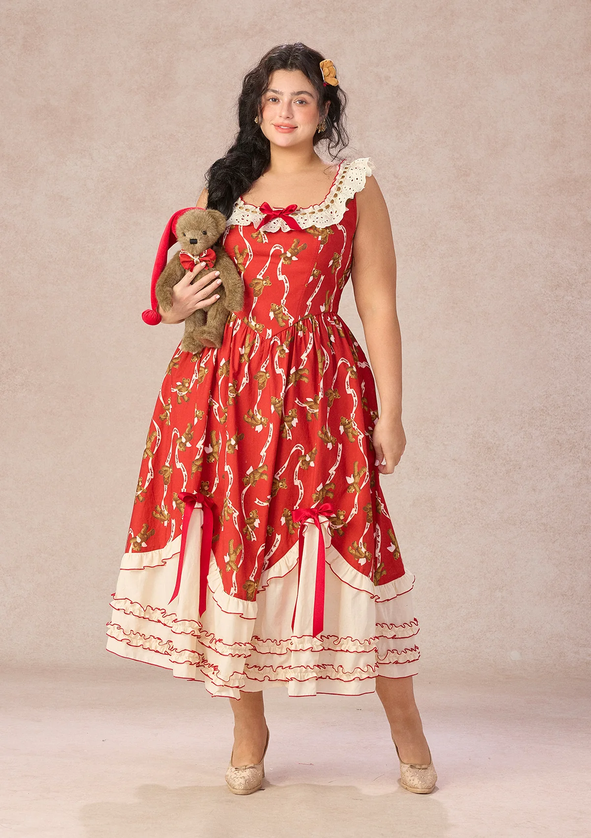 Curve&Plus Teddy Tomato Sauce Dress - Image 5