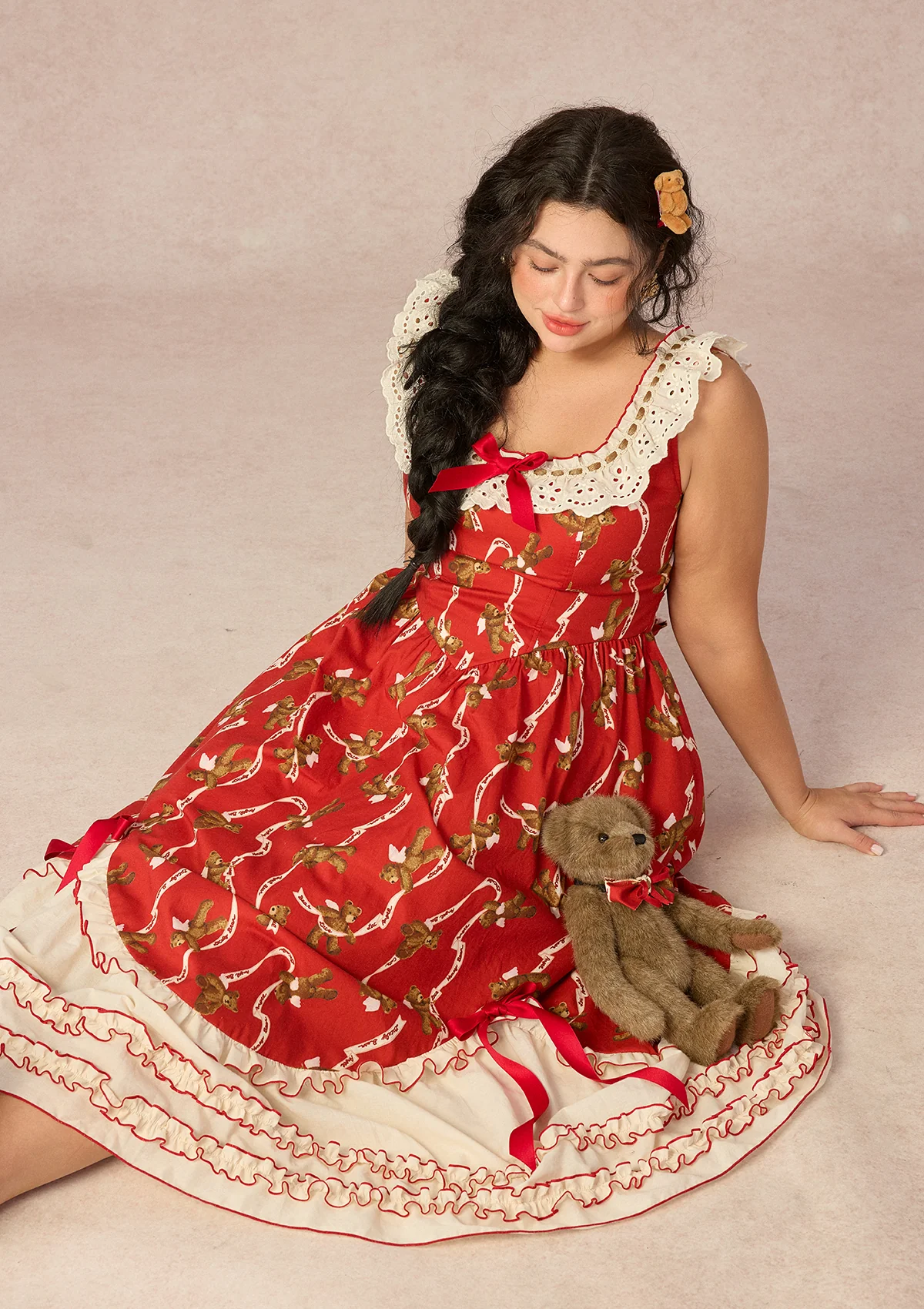 Curve&Plus Teddy Tomato Sauce Dress - Image 9