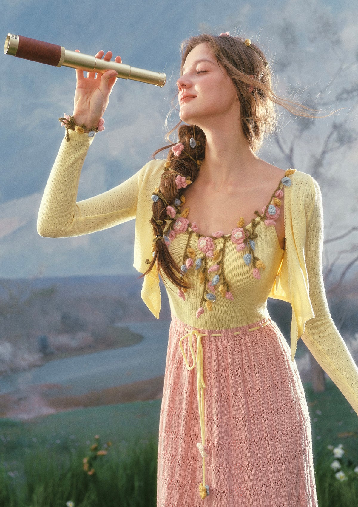 Flower Vine Novel Knit Dress - Image 5