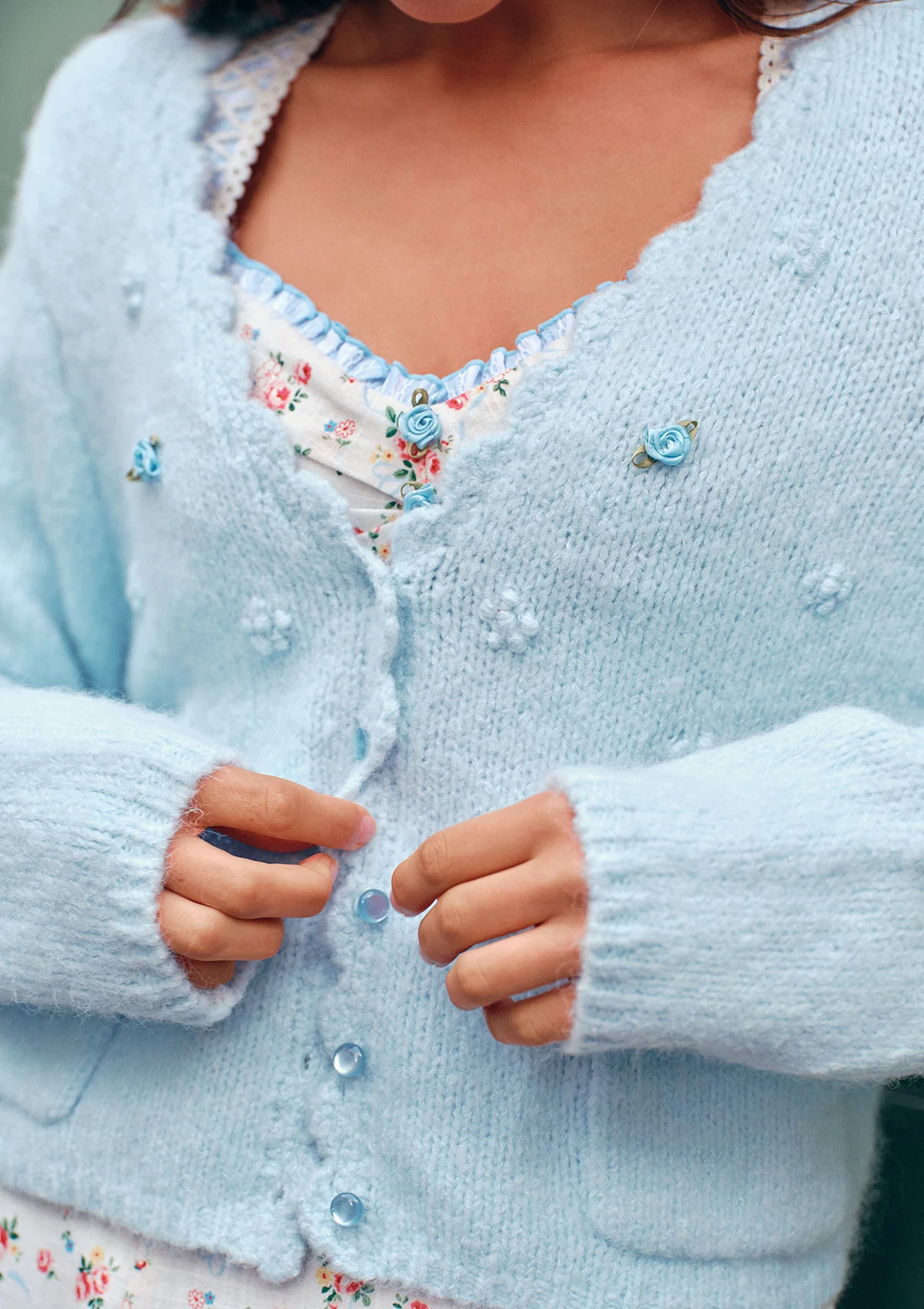 Left Bank Blue Coconut Knit Cardigan - Image 8