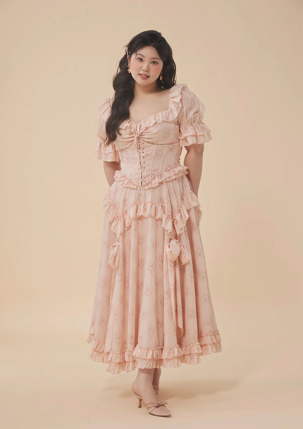 Curve & Plus Peach Peri Girl Corset Dress - Image 4