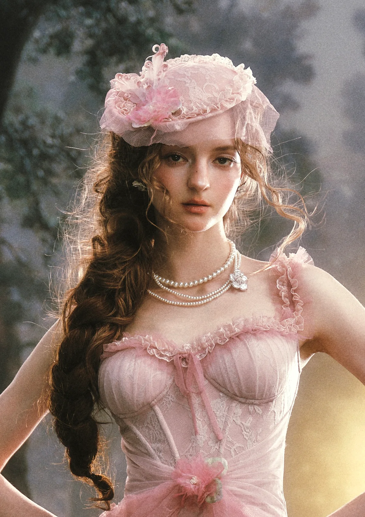 Pink Crabapple Blossom Bonnet - Image 3