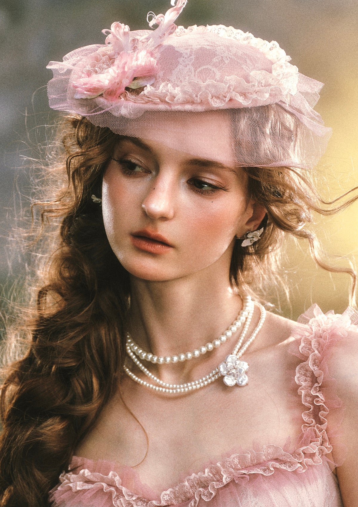 Pink Crabapple Blossom Bonnet - Image 4