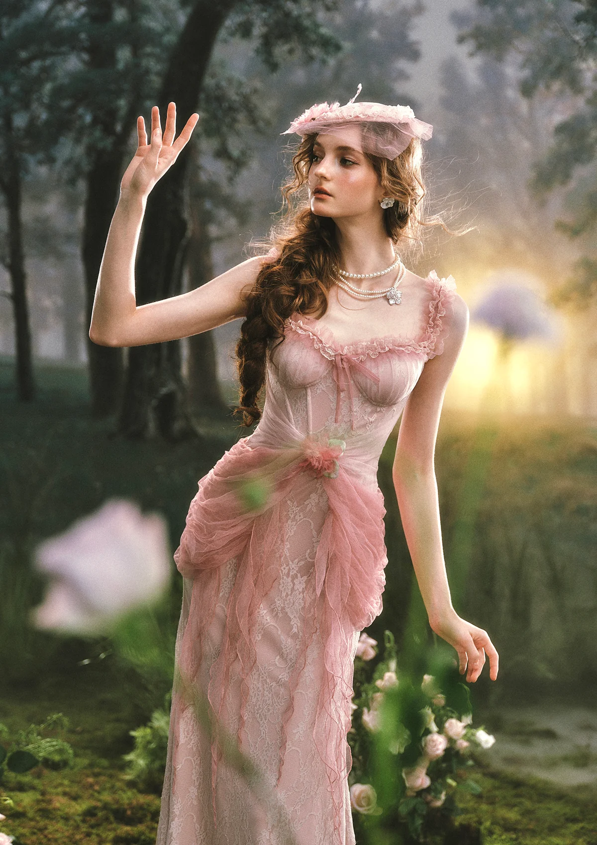 Pink Crabapple Blossom Corset Dress - Image 10