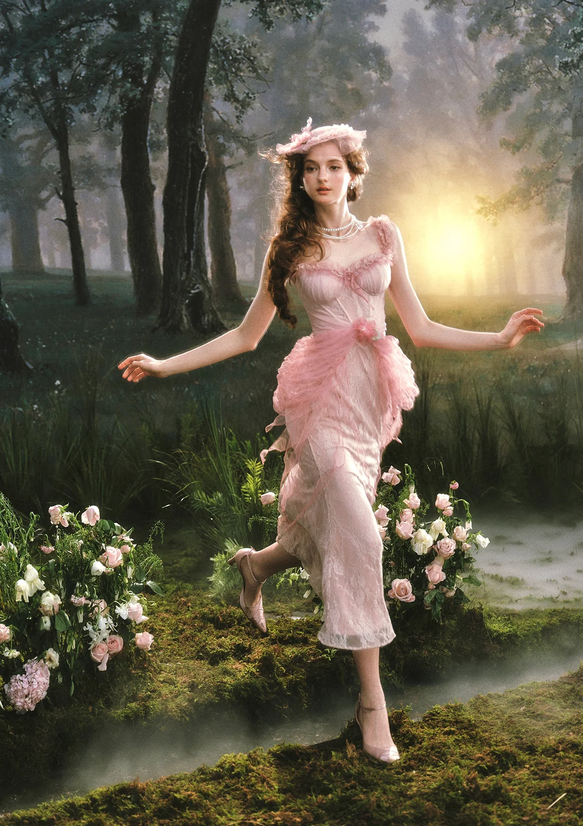 Pink Crabapple Blossom Corset Dress - Image 4