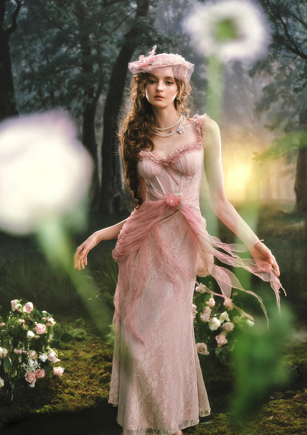 Pink Crabapple Blossom Corset Dress - Image 9