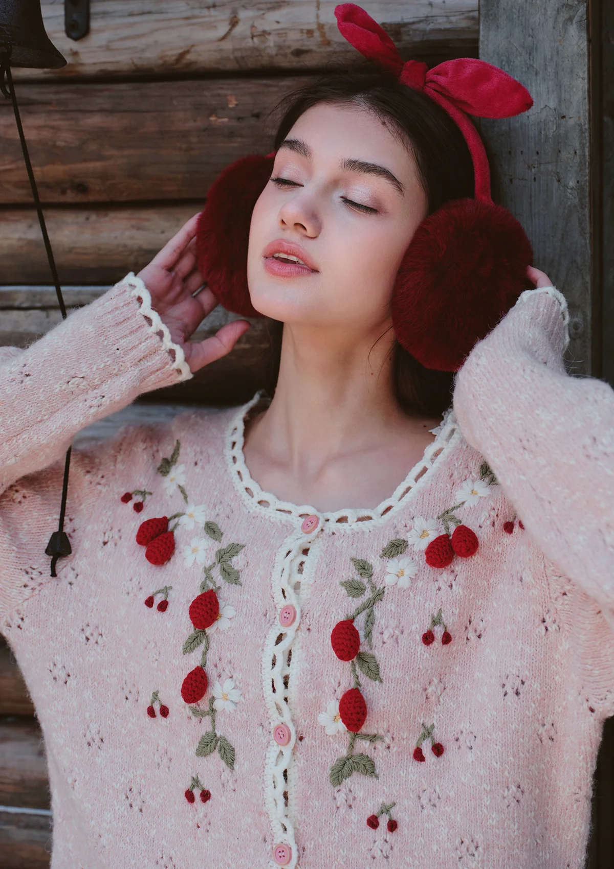 Strawberry Christmas Tree Knit Cardigan - Image 7