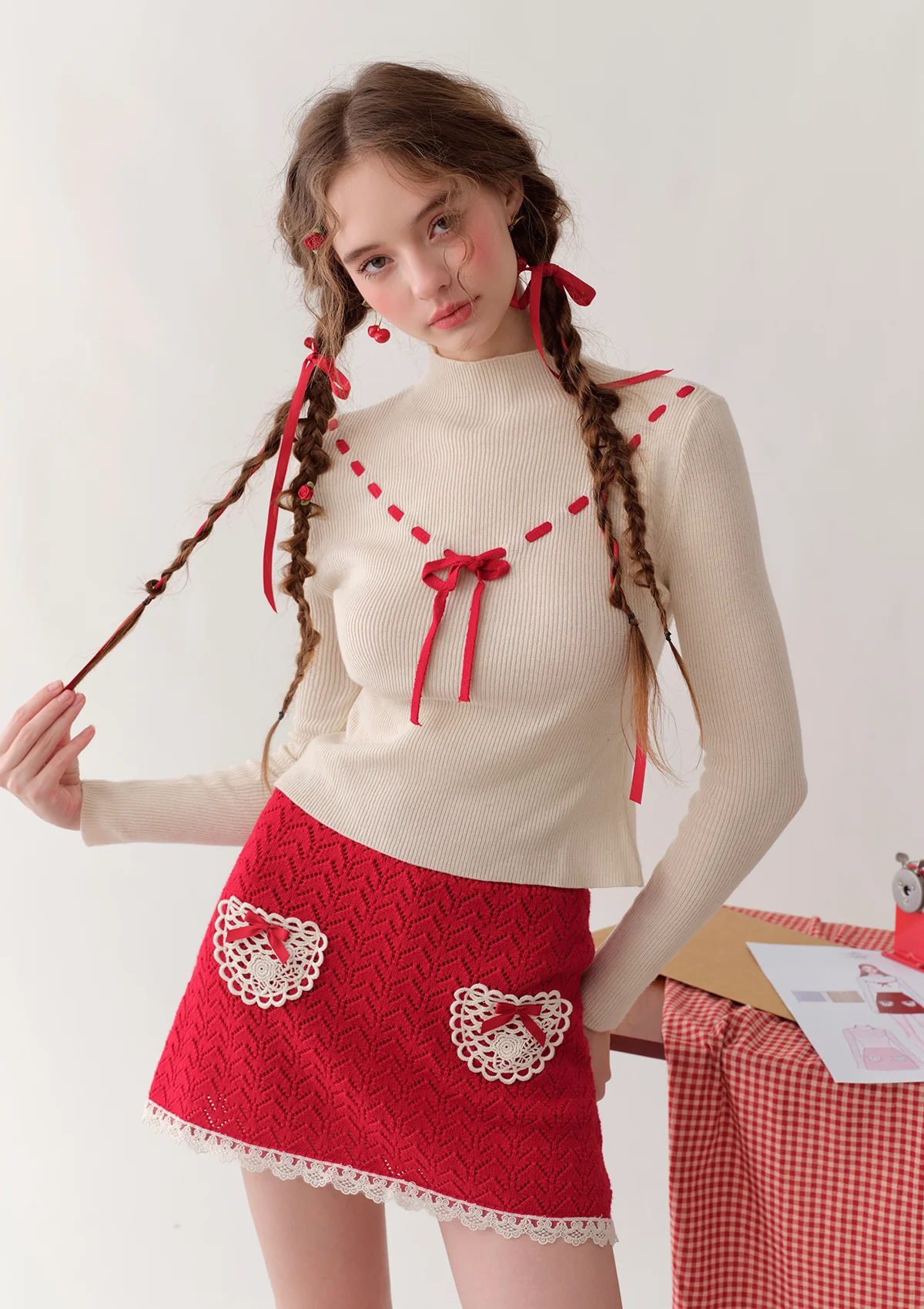Strawberry Post Office Knit Bottom Shirt - Image 8